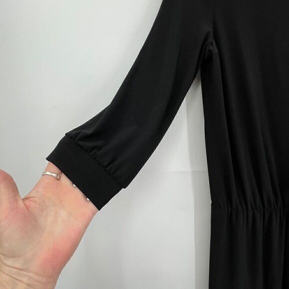 Joseph Ribkoff Black Stretchy 3/4 Sleeve Zipper Front Jumpsuit Size 8 - Picture 4 of 7